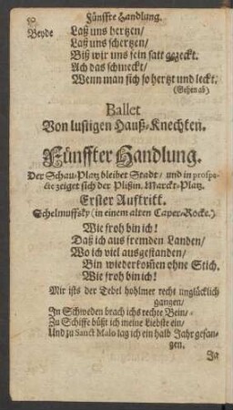 Fünffter Handlung ... Erster [- Sechzehender] Auftritt.