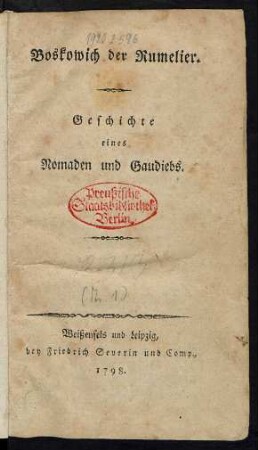 [Th. 1]: Boskowich der Rumelier : Geschichte eines Nomaden und Gaudiebs