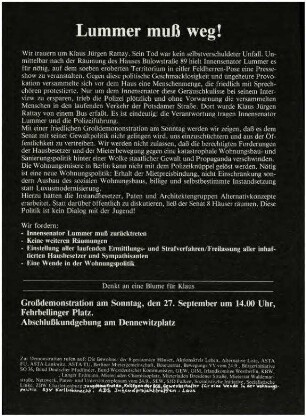 Flugschrift: Lummer muß weg! 1981