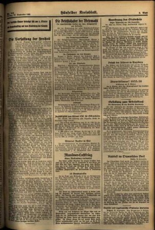 Zweite Ausgabe vom Freitag, den 27. September 1935.