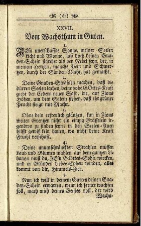 XXVII. Vom Wachsthum in Guten.