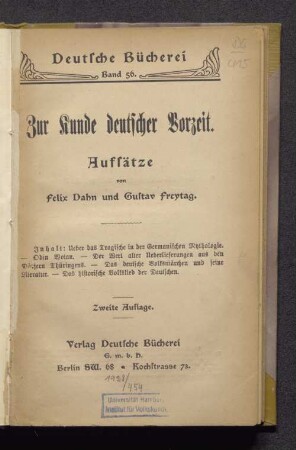 Zur Kunde deutscher Vorzeit : Aufsätze