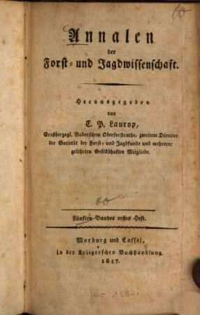 Annalen der Forst- und Jagd-Wissenschaft. 5. 1817/19