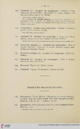 Objets et travaux en bois (Nr.156-186)