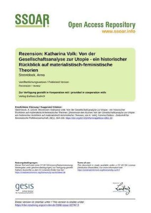 Rezension: Katharina Volk: Von der Gesellschaftsanalyse zur Utopie - ein historischer Rückblick auf materialistisch-feministische Theorien