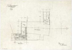 Gsaenger, Gustav; Augsburg - Pfersee (Bayern); Ev. St. Pauls Kirche - Vorprojekt (Grundriss Keller)