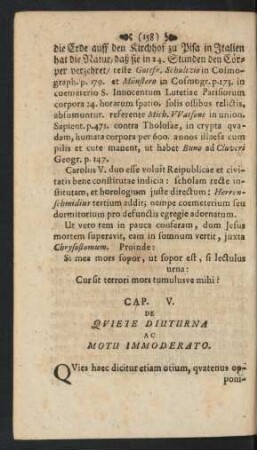 Cap. V. De Quiete Diuturna Ac Motu Immoderato.