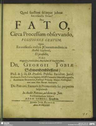 De fato, circa processum observando, positiones centum