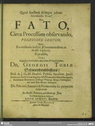 De fato, circa processum observando, positiones centum