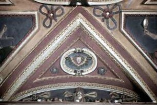 Die sieben Kardinaltugenden, Wappenschilde und Ornamente