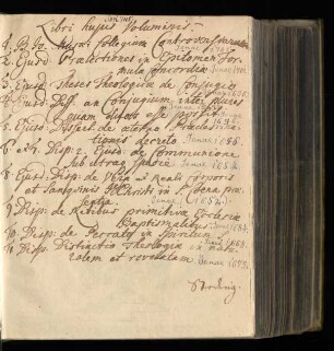 Handschriftliches Inhaltsverzeichnis des Sammelbandes