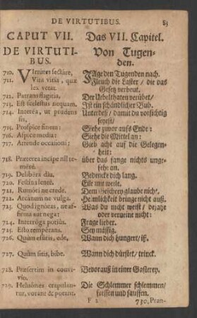 Caput VII. De Virtutibus = Das VII. Capitel. Von Tugenden