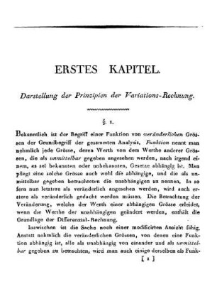 Erstes Kapitel. Darstellung der Prinzipien der Variations-Rechnung.