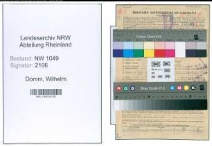 Entnazifizierung Wilhelm Domm , geb. 25.02.1902 (Installateur)