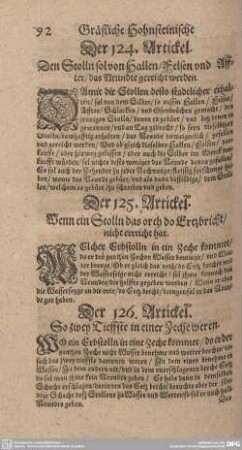 Der 124. Artickel. Den Stollen sol von Hallen/ Felsen und Affter/ das Neundte gereicht werden.