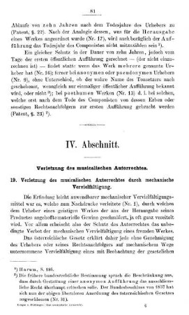 IV. Abschnitt. Verletzung des musicalischen Autorrechtes.