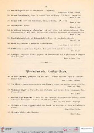 Römische Antiquitäten (Nr. 568 - 622)