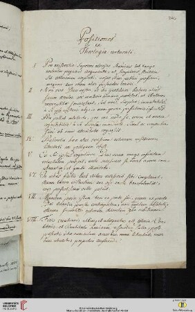 Thesensammlung: Positiones ex Theologia naturali