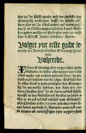 Volget ynt erste gude lere uth der Brunswikeschen Ordeninge genamen.