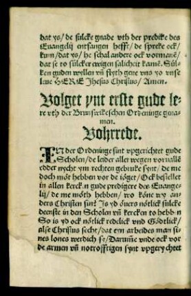 Volget ynt erste gude lere uth der Brunswikeschen Ordeninge genamen.