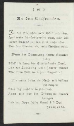 An den Entfernten.