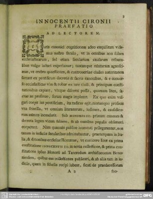 Innocentii Cironii Praefatio Ad Lectorem