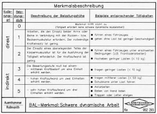 BAL- Merkmal: Schwere dynamische Arbeit