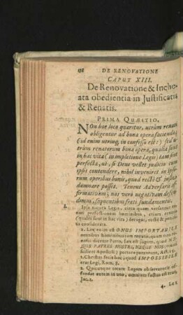 Caput XIII. De Renovatione & Inchoata obedientia in Iustificatis & Renatis.