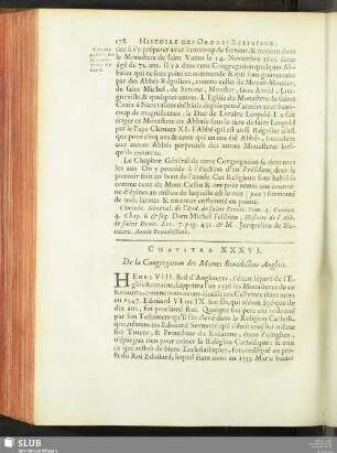 Chapitre XXXVI. De la Congregation des Moines Benedictins Anglois