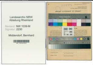 Entnazifizierung Bernhard Middendorf , geb. 12.03.1892 (Schlosser)