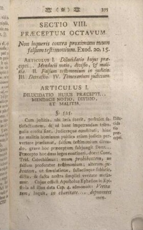 Sectio VIII. Praeceptum Octavum.