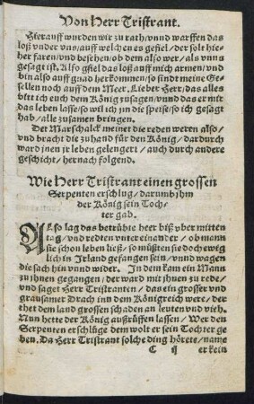 Wie Herr Tristrant einen grossen Serpenten erschlug/ darumb ihm der König sein Tochter gab.