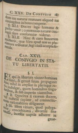 Cap. XXVI. De Coniugio In Statu Libertatis