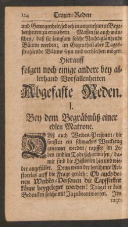 Hierauff folgen noch einige andere bey allerhand Vorfallenheiten Abgefaste Reden.
