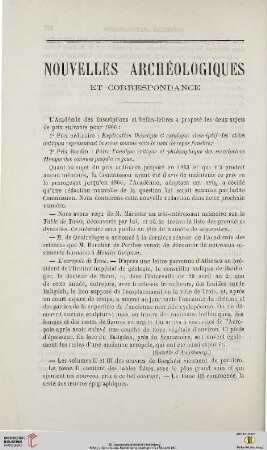 Nouvelles archéologiques et correspondance