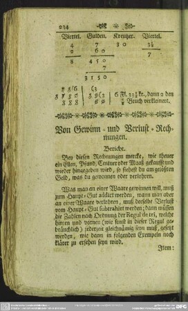 Von Gewinn- und Verlust-Rechnungen