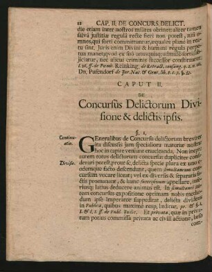 Caput II. De Concursus Delictorum Divisione & delictis ipsis.