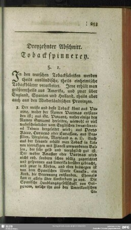 Dreyzehnter Abschnitt. Tobackspinnerey