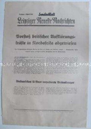 Sonderblatt der "Leipziger Neuesten Nachrichten" u.a. zum Kriegsverlauf in Nordafrika