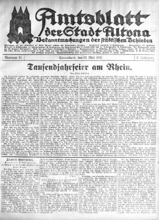Nummer 21 : Sonnabend, den 23. Mai 1925