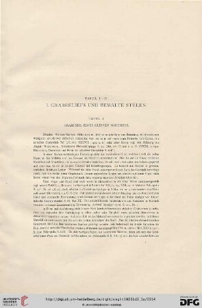 I. Grabreliefs und bemalte Stelen (Tafel I - IV)