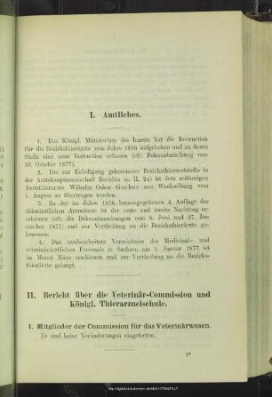 II. Bericht über die Veterinär-Commission und Königliche Thierarzneischule