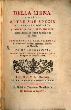 Della China e delle altre sue specie nuovamente scoperte