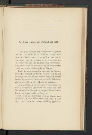 Een halve gulden van Zeeland van 1719