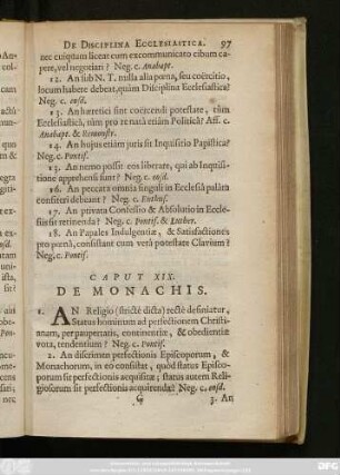 Caput XIX. De Monachis.