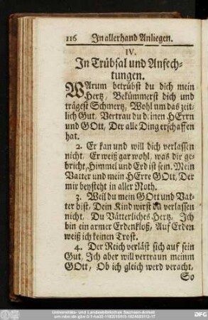 IV. In Trübsal und Anfechtungen.