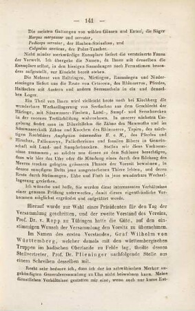 Bericht des Kassiers, Apotheker Weismann