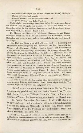 Bericht des Kassiers, Apotheker Weismann