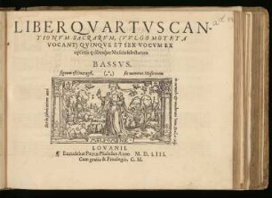 Liber quartus cantionum sacrarum ... quinque et sex vocum. Bassus