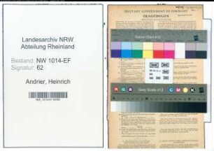 Entnazifizierung Heinrich Andrier , geb. 26.07.1886 (Mechaniker)